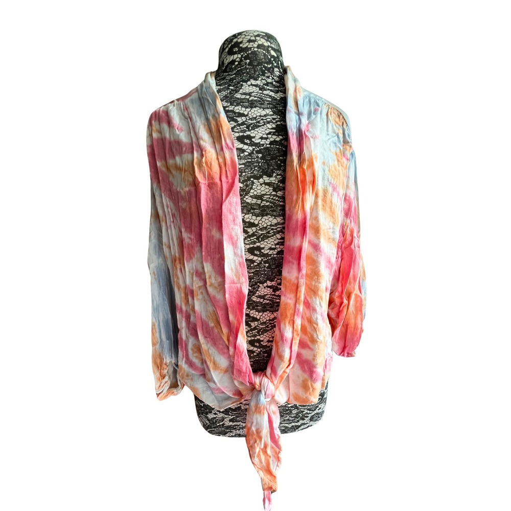 Young Fabulous Broke Tie Dye Cardigan Wrap Size L Y2K Aesthetic Beachy Casual